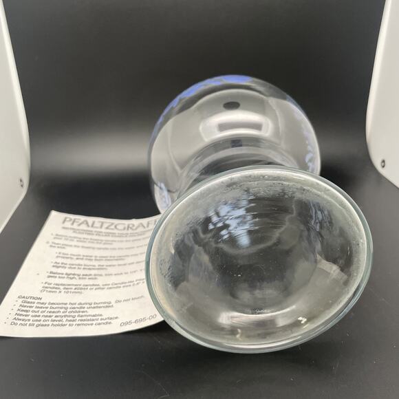 Vintage Pfaltzgraff yorktowne Floating Pillar Candle Holder Hurricane Blue Fl - Picture 3 of 4